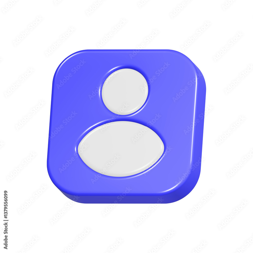 Poster user profile button 3d icon rendering realistic