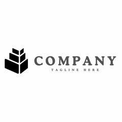 stacked blocks logo design. creative minimal monochrome monogram symbol.