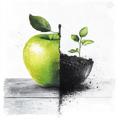 A fresh red with a delicate green leaf resting on a soft white surface highlighting its natural beauty and freshness