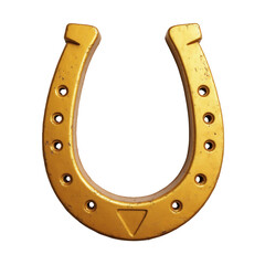 Golden horseshoe on a white isolated background