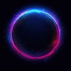 A majestic glowing circle illuminating against a deep black background creating a striking visual contrast