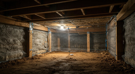 termite treatment technology being applied in a house basement  