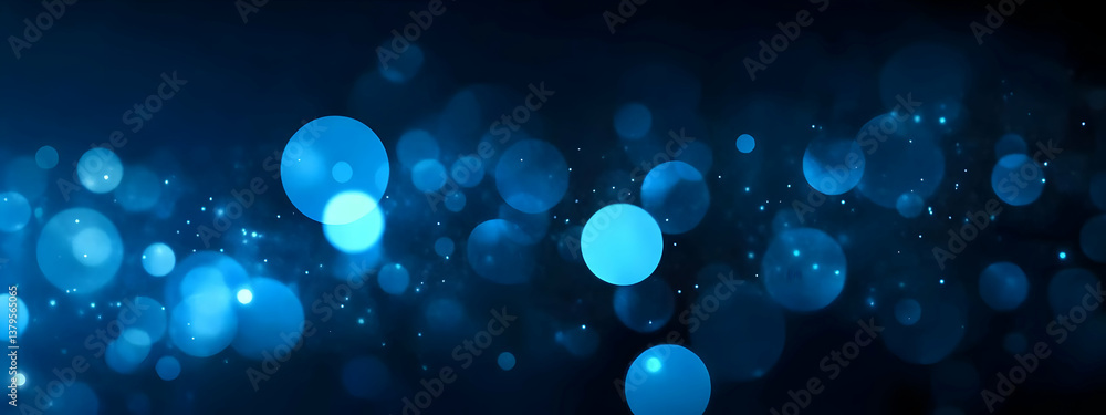 Poster an abstract background featuring a blend of blue bokeh lights, creating a dreamy atmosphere for vari