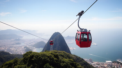 View of the sugar loaf cable car in Rio de Janeiro