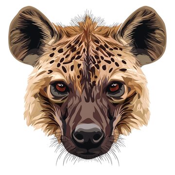 Ferocious Spotted Hyena: Colorful Wildlife Vector Illustration Portrait in Natural Habitat