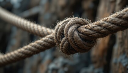Fototapeta premium A length of rope in an artistic arrangement on a textured surface highlighting its versatile nature