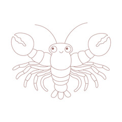Linear lobster. Lobster isolated on white background.