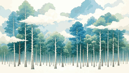 Whispering woods wash forest isolated watercolor vector illustration svg © Arun168