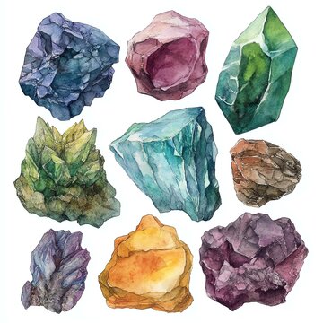 Colorful gemstones in various shapes and sizes.