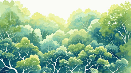 Misty canopy glow forest isolated watercolor vector illustration svg © Arun168