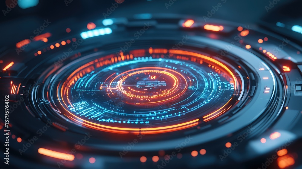 Poster smart ai robotic assistant operating a holographic interface, futuristic technology background with 