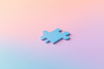 single jigsaw puzzle piece on pastel background symbolizing and uniqueness
