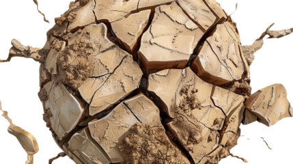 Earth Cracked Sphere: An abstract image of a cracked earth sphere, portraying global issues in high detail and evocative textures, capturing nature's raw energy.