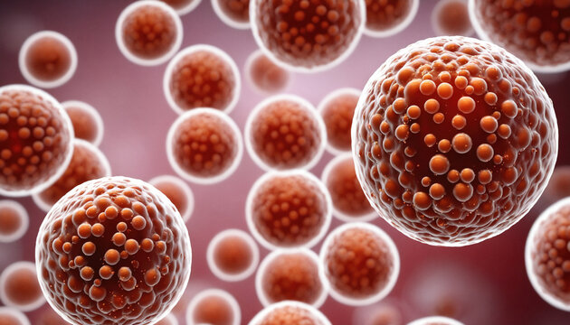 Artistic close up of fat globules, showcasing their intricate structure and texture, evokes sense of wonder in microscopic world