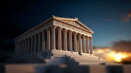 Obraz premium Majestic Sunset Temple Ancient Greek Architecture.
