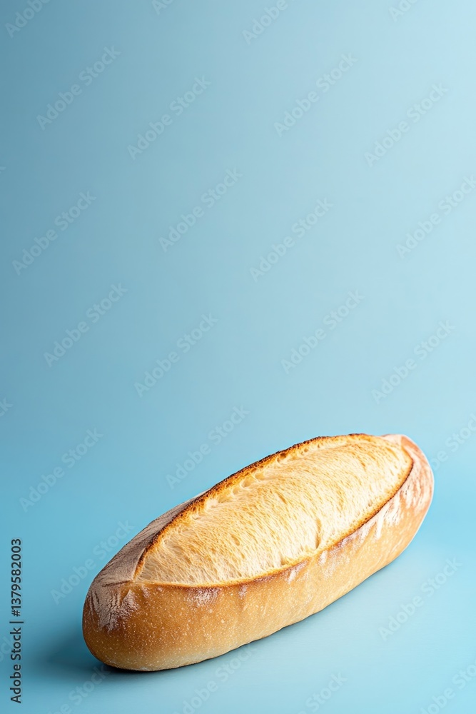 Poster singular baguette perfectly lying on smooth solid color background