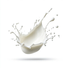 Creamy milk splash exploding in a dynamic burst against a pure white background showcasing its rich texture and vibrant flow.