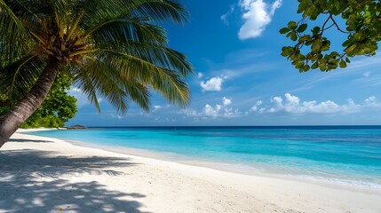 Tropical Paradise Idyllic White Beach with Maldives.
