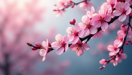 Intricate sakura branch pattern, subtle shading, realistic detail , elegant, seamless