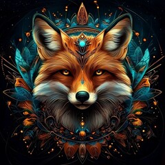 A captivating portrait of a spirit fox illustrated digitally.