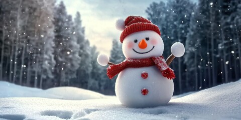 Obraz premium Celebrate the holidays with a beautiful snowy forest backdrop.