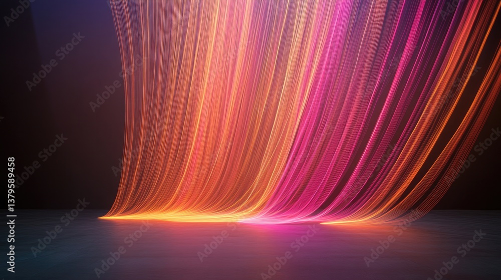 Aufkleber vibrant neon color background displaying dynamic streaks of light against dark setting