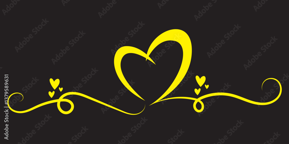 Poster one continuous drawing of heart and red color love sign. thin flourish and romantic symbols in simpl