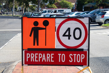 Road sign prepare to stop