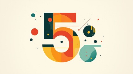 Obraz premium Minimalist Number Five Illustration