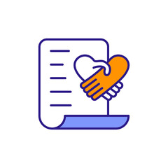 Contract Icon Colored with Bold Rectangular Outline.