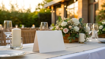 Blank Table Card. Wedding Table Set. Mockup.   