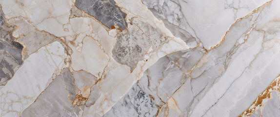 Luxurious marble surface with intricate gold and grey veining, abstract natural stone texture background  
