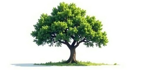 Obraz premium Dense foliage surrounds a single tree isolated on white background, solo tree, solitary tree