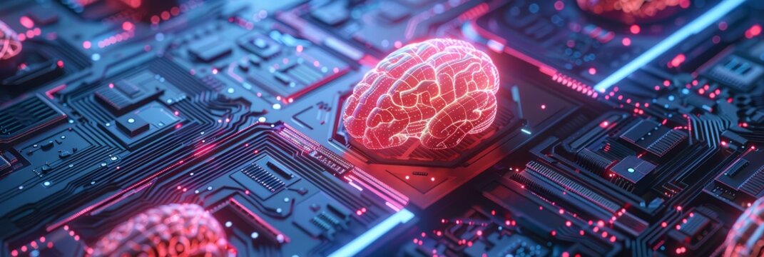 AI Brainpower: Synergistic Systems in Business - Neural networks, brains, data processing, innovation, future technology. Symbolic of AI's transformative impact on business