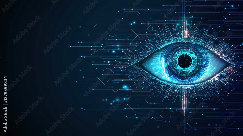 Poster digital eye technology display virtual interface graphic design futuristic environment close-up inno