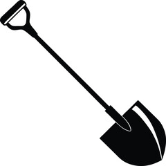 Snow Shovel Silhouette Vector for Winter, Outdoor, and Seasonal Equipment Designs