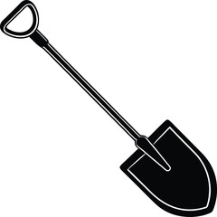 Snow Shovel Silhouette Vector for Winter, Outdoor, and Seasonal Equipment Designs