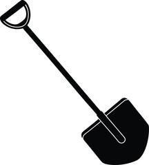 Snow Shovel Silhouette Vector for Winter, Outdoor, and Seasonal Equipment Designs