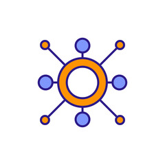Decentralization Icon Colored with Spreading Network Lines.