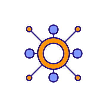 Decentralization Icon Colored with Spreading Network Lines.