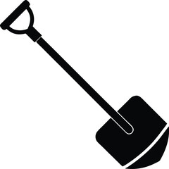 Snow Shovel Silhouette Vector for Winter, Outdoor, and Seasonal Equipment Designs