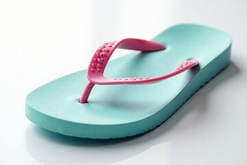 Fototapeta premium Close-up of a flip-flop, stark white backdrop, minimal, footwear accessory, summertime