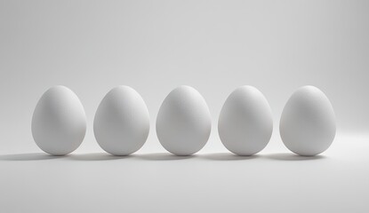 Simple white eggs in a row