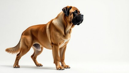 Obraz premium Majestic mastiff, powerful stance, white background, powerful, studio, giant