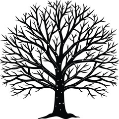 Obraz premium Snow-Covered Tree Silhouette Vector for Winter, Nature Scenes, and Festive Design Projects