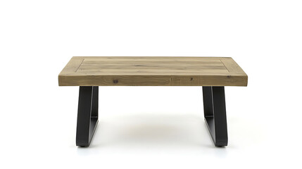 A wooden coffee table with black legs