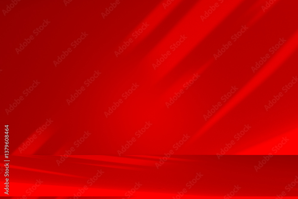 Aufkleber Wall interior background, studio and backdrops show products.with shadow from window color Red background for text insertion and presentation product	