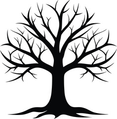 Obraz premium Snow-Covered Tree Silhouette Vector for Winter, Nature Scenes, and Festive Design Projects