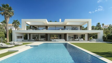 Fototapeta premium Modern Mediterranean villa with pool