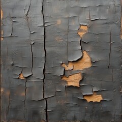 Fototapeta premium Textured Grey Paint Peeling from Wooden Surface with Cracks